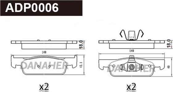 Danaher ADP0006 - Set placute frana,frana disc aaoparts.ro