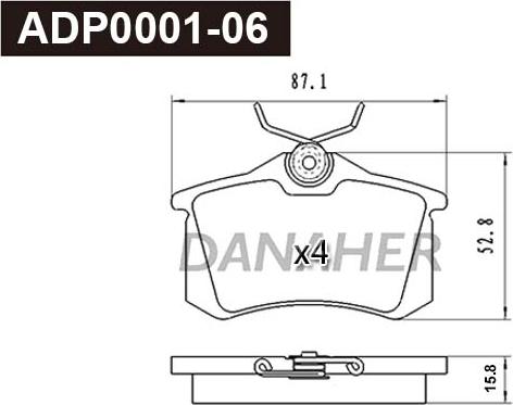 Danaher ADP0001-06 - Set placute frana,frana disc aaoparts.ro
