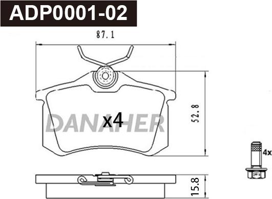 Danaher ADP0001-02 - Set placute frana,frana disc aaoparts.ro