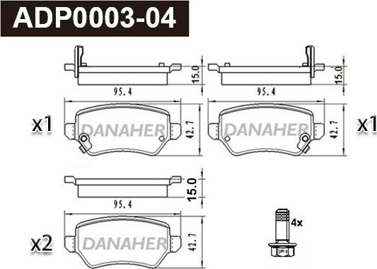 Danaher ADP0003-04 - Set placute frana,frana disc aaoparts.ro