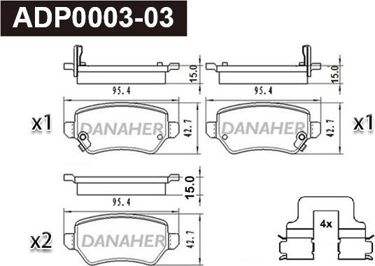 Danaher ADP0003-03 - Set placute frana,frana disc aaoparts.ro