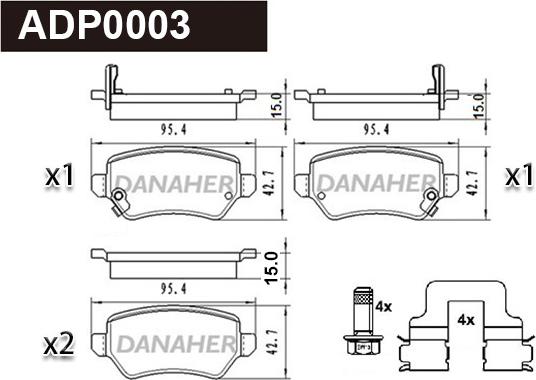 Danaher ADP0003 - Set placute frana,frana disc aaoparts.ro