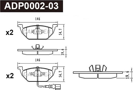Danaher ADP0002-03 - Set placute frana,frana disc aaoparts.ro