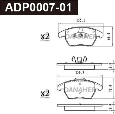 Danaher ADP0007-01 - Set placute frana,frana disc aaoparts.ro