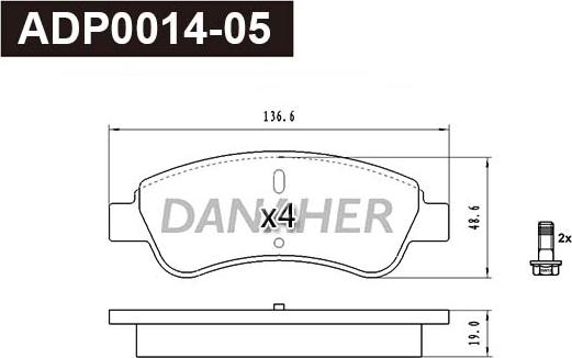 Danaher ADP0014-05 - Set placute frana,frana disc aaoparts.ro