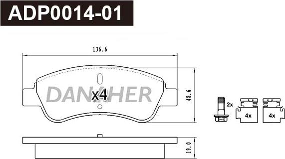 Danaher ADP0014-01 - Set placute frana,frana disc aaoparts.ro