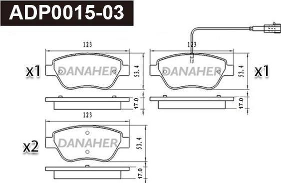 Danaher ADP0015-03 - Set placute frana,frana disc aaoparts.ro