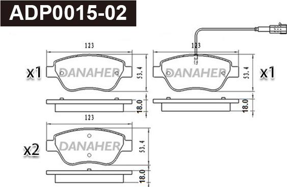 Danaher ADP0015-02 - Set placute frana,frana disc aaoparts.ro