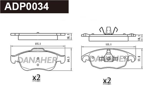 Danaher ADP0034 - Set placute frana,frana disc aaoparts.ro