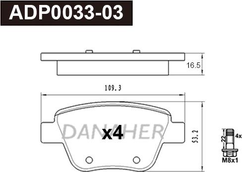 Danaher ADP0033-03 - Set placute frana,frana disc aaoparts.ro