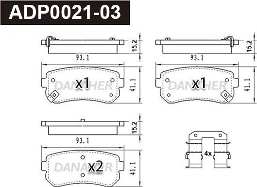 Danaher ADP0021-03 - Set placute frana,frana disc aaoparts.ro