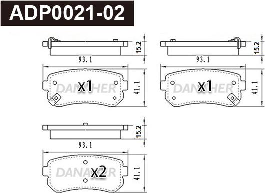 Danaher ADP0021-02 - Set placute frana,frana disc aaoparts.ro