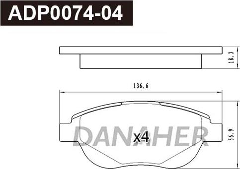 Danaher ADP0074-04 - Set placute frana,frana disc aaoparts.ro