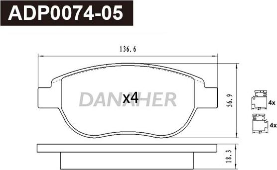 Danaher ADP0074-05 - Set placute frana,frana disc aaoparts.ro