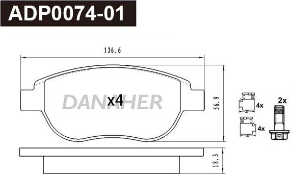 Danaher ADP0074-01 - Set placute frana,frana disc aaoparts.ro