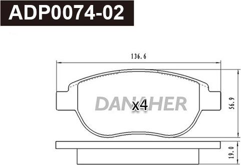 Danaher ADP0074-02 - Set placute frana,frana disc aaoparts.ro