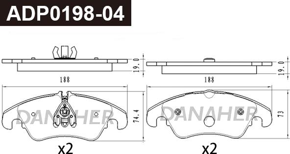 Danaher ADP0198-04 - Set placute frana,frana disc aaoparts.ro