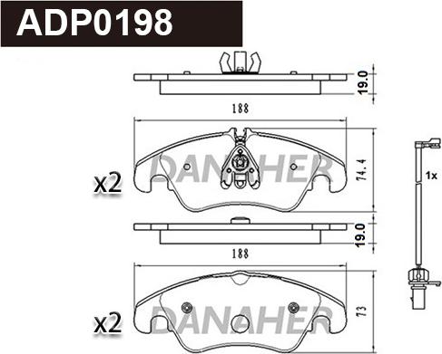 Danaher ADP0198 - Set placute frana,frana disc aaoparts.ro