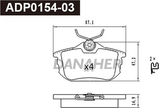 Danaher ADP0154-03 - Set placute frana,frana disc aaoparts.ro