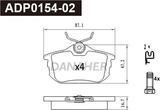 Danaher ADP0154-02 - Set placute frana,frana disc aaoparts.ro