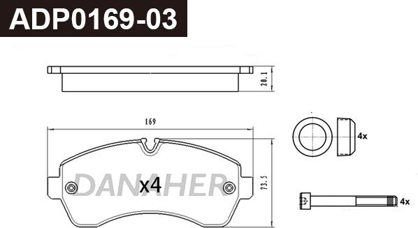 Danaher ADP0169-03 - Set placute frana,frana disc aaoparts.ro