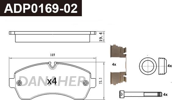 Danaher ADP0169-02 - Set placute frana,frana disc aaoparts.ro