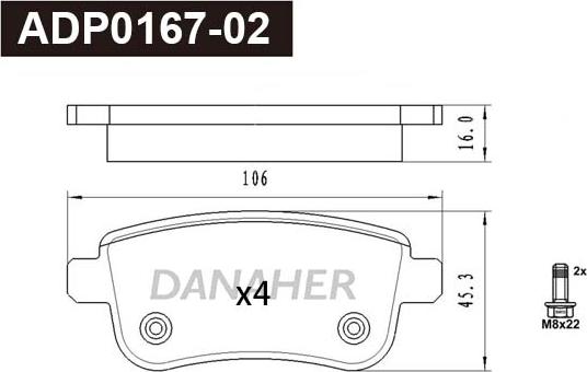 Danaher ADP0167-02 - Set placute frana,frana disc aaoparts.ro