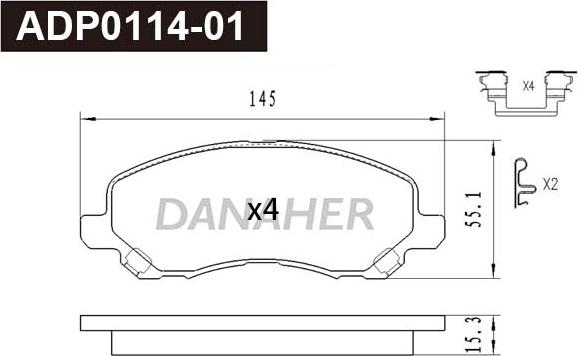 Danaher ADP0114-01 - Set placute frana,frana disc aaoparts.ro