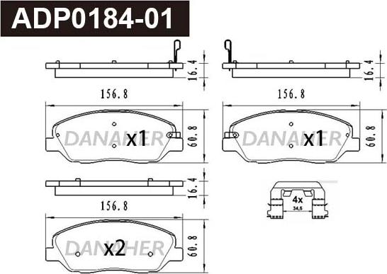 Danaher ADP0184-01 - Set placute frana,frana disc aaoparts.ro
