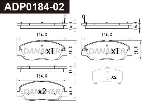 Danaher ADP0184-02 - Set placute frana,frana disc aaoparts.ro