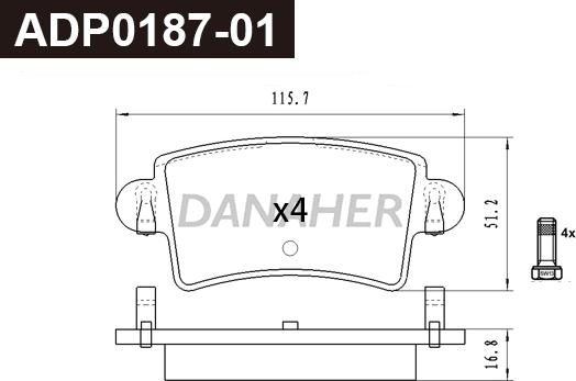 Danaher ADP0187-01 - Set placute frana,frana disc aaoparts.ro
