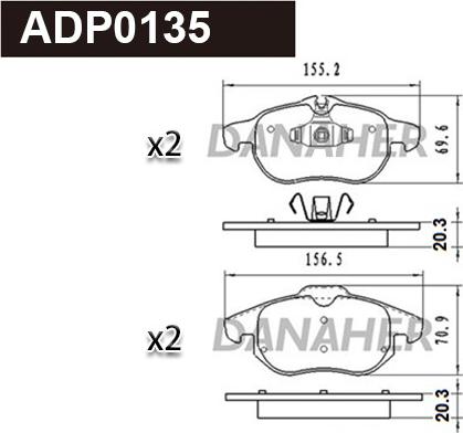 Danaher ADP0135 - Set placute frana,frana disc aaoparts.ro