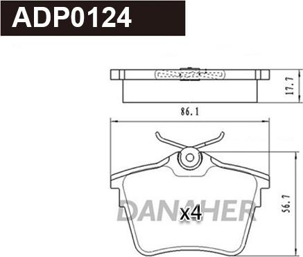 Danaher ADP0124 - Set placute frana,frana disc aaoparts.ro