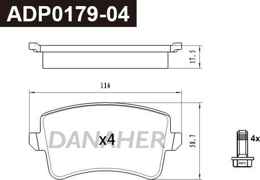 Danaher ADP0179-04 - Set placute frana,frana disc aaoparts.ro