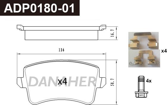 Danaher ADP0179-01 - Set placute frana,frana disc aaoparts.ro