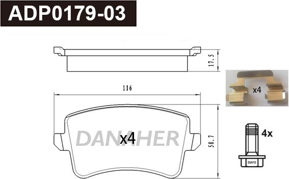 Danaher ADP0179-03 - Set placute frana,frana disc aaoparts.ro