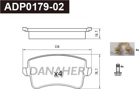 Danaher ADP0179-02 - Set placute frana,frana disc aaoparts.ro