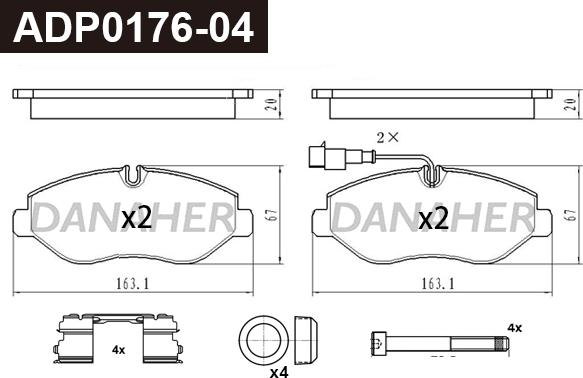 Danaher ADP0176-04 - Set placute frana,frana disc aaoparts.ro
