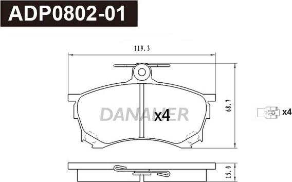 Danaher ADP0802-01 - Set placute frana,frana disc aaoparts.ro