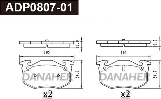 Danaher ADP0807-01 - Set placute frana,frana disc aaoparts.ro