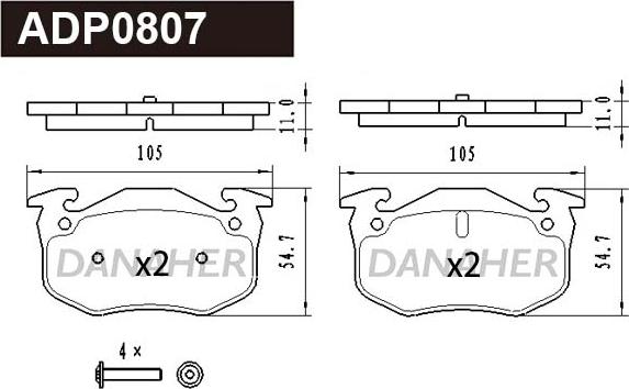 Danaher ADP0807 - Set placute frana,frana disc aaoparts.ro
