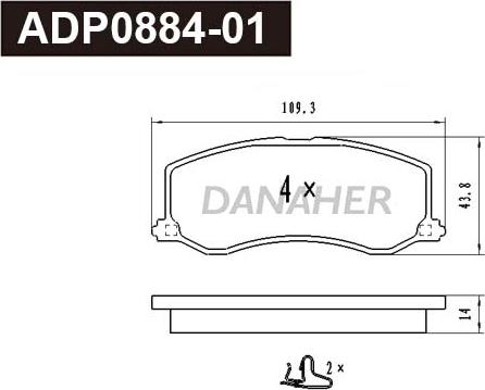 Danaher ADP0884-01 - Set placute frana,frana disc aaoparts.ro
