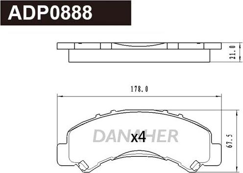 Danaher ADP0888 - Set placute frana,frana disc aaoparts.ro