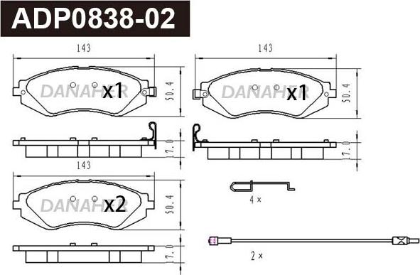 Danaher ADP0838-02 - Set placute frana,frana disc aaoparts.ro