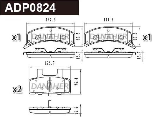 Danaher ADP0824 - Set placute frana,frana disc aaoparts.ro
