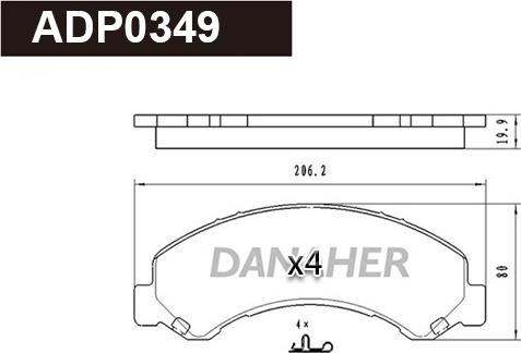 Danaher ADP0349 - Set placute frana,frana disc aaoparts.ro