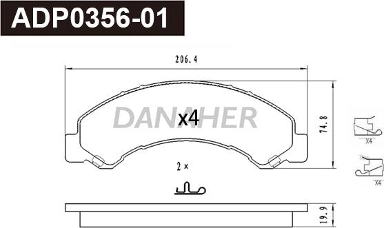 Danaher ADP0356-01 - Set placute frana,frana disc aaoparts.ro