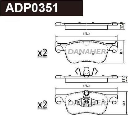 Danaher ADP0351 - Set placute frana,frana disc aaoparts.ro