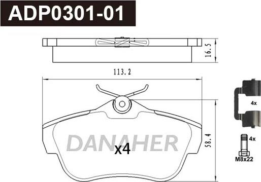 Danaher ADP0301-01 - Set placute frana,frana disc aaoparts.ro