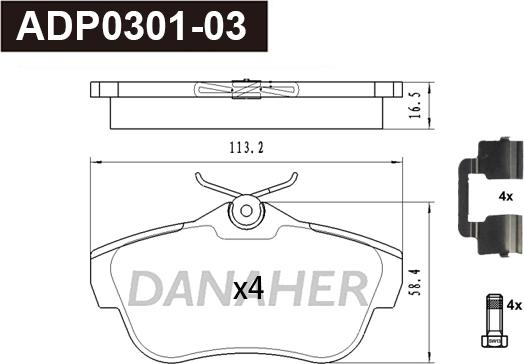 Danaher ADP0301-03 - Set placute frana,frana disc aaoparts.ro